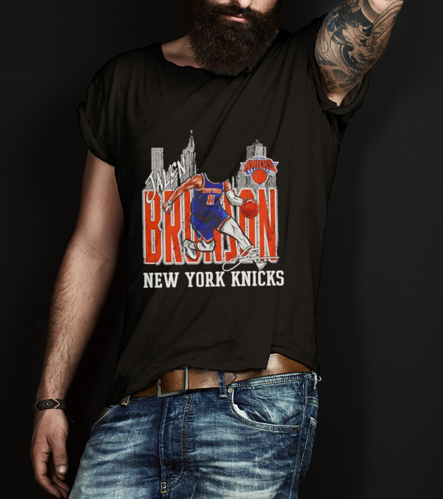 Jalen Brunson New York Knicks Basketball City Skyline T-Shirt