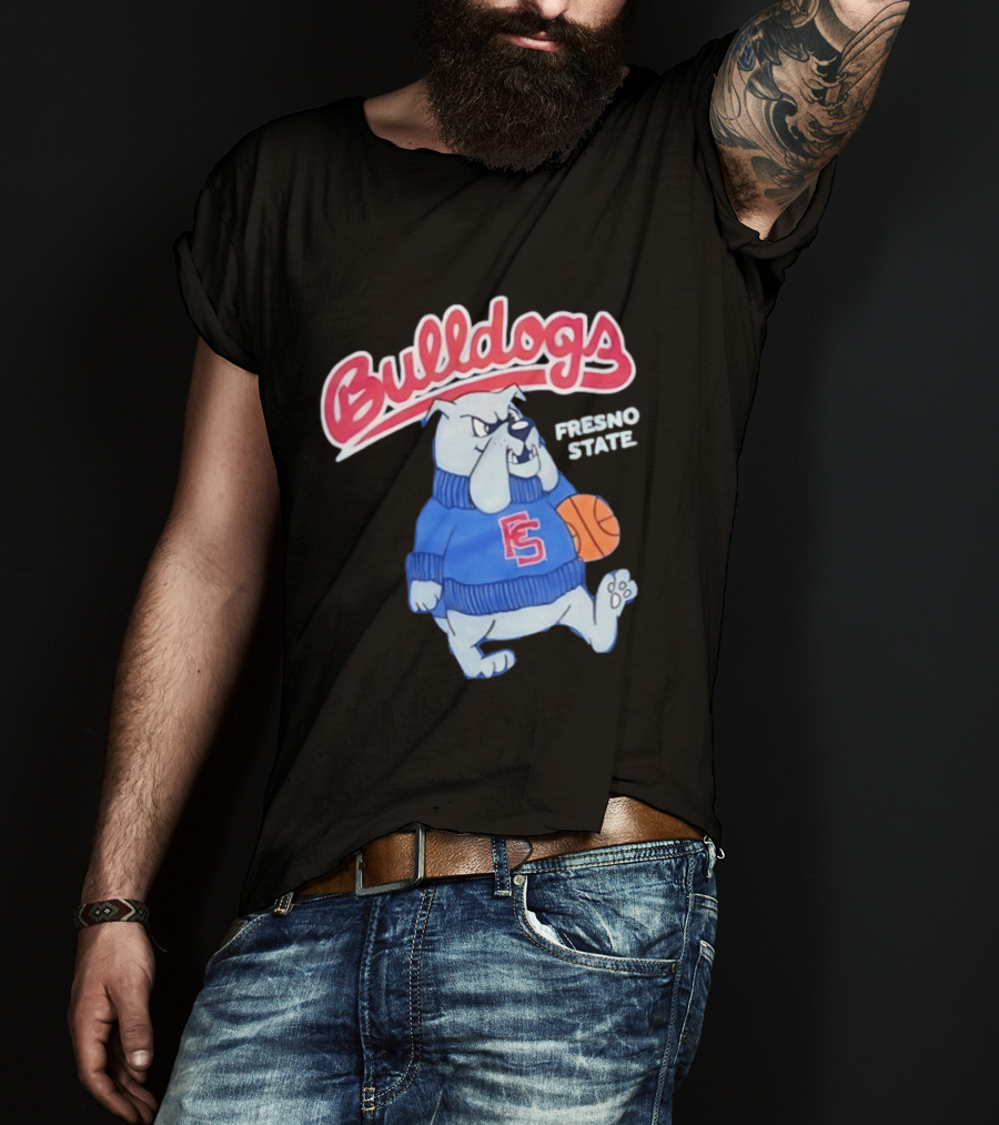 Fresno State Bulldogs Mascot With Basketball And Sweater T-Shirt