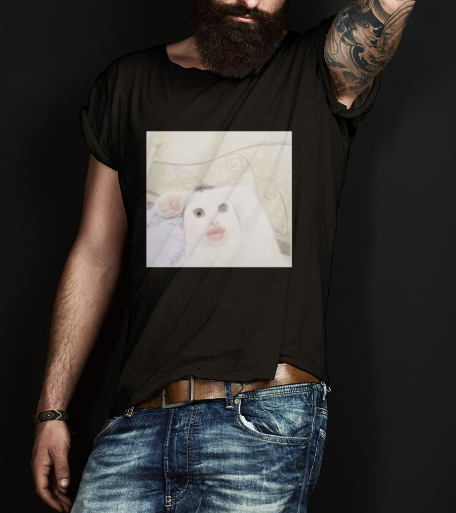 Cursed Cat Meme Funny Distorted Face Filter Selfie T-Shirt