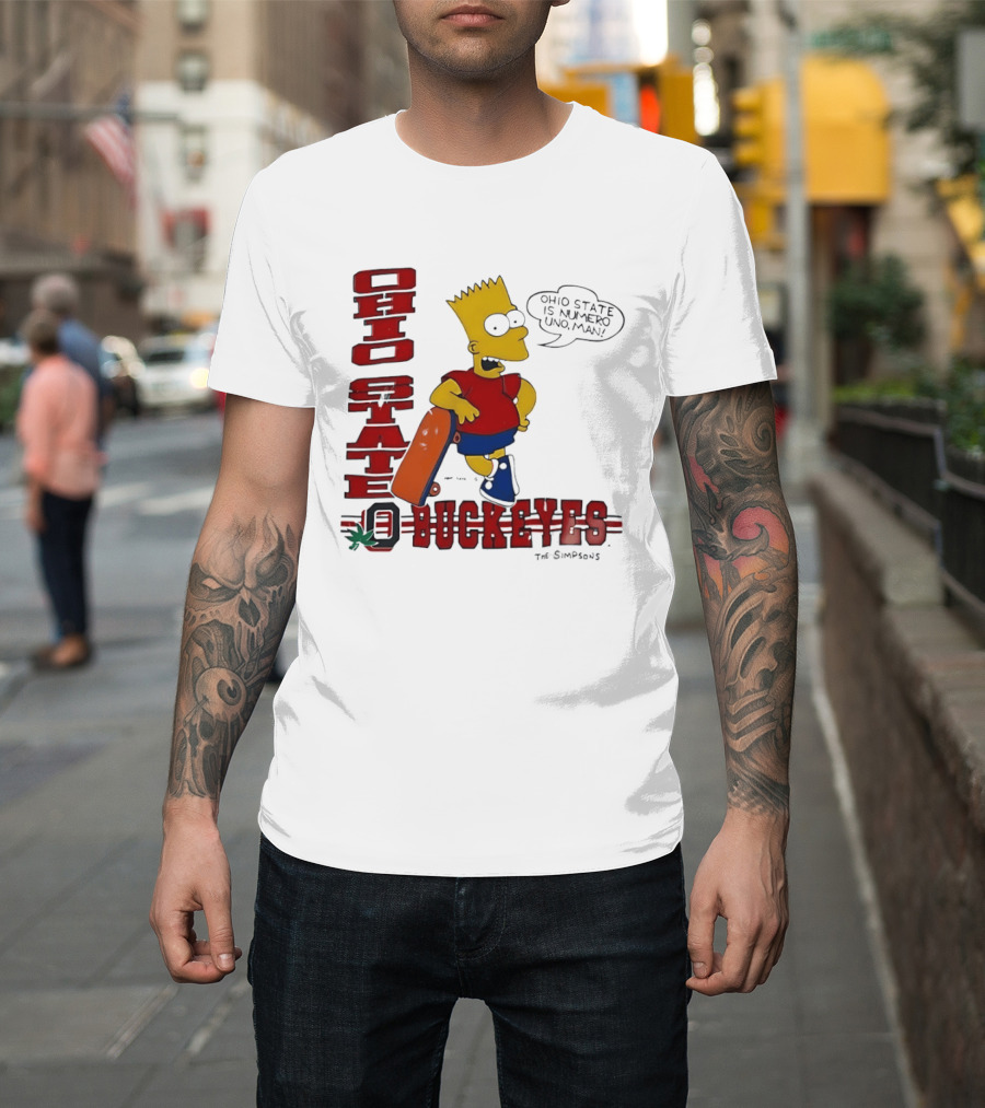 Ohio State Buckeyes Bart Simpson Numero Uno Man Skateboard T-Shirt
