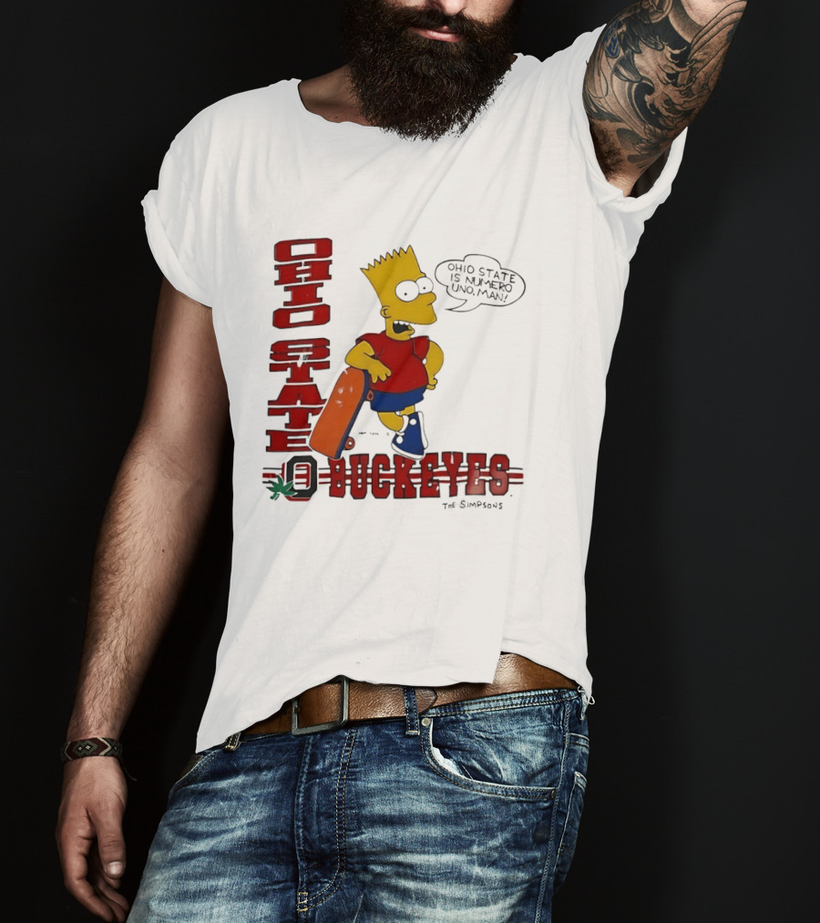 Ohio State Buckeyes Bart Simpson Numero Uno Man Skateboard T-Shirt