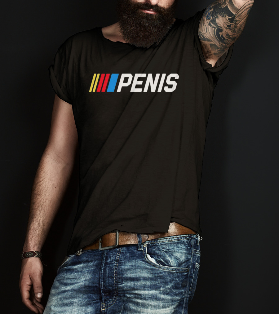 Penis NASCAR Racing With Iconic Striped T-Shirt