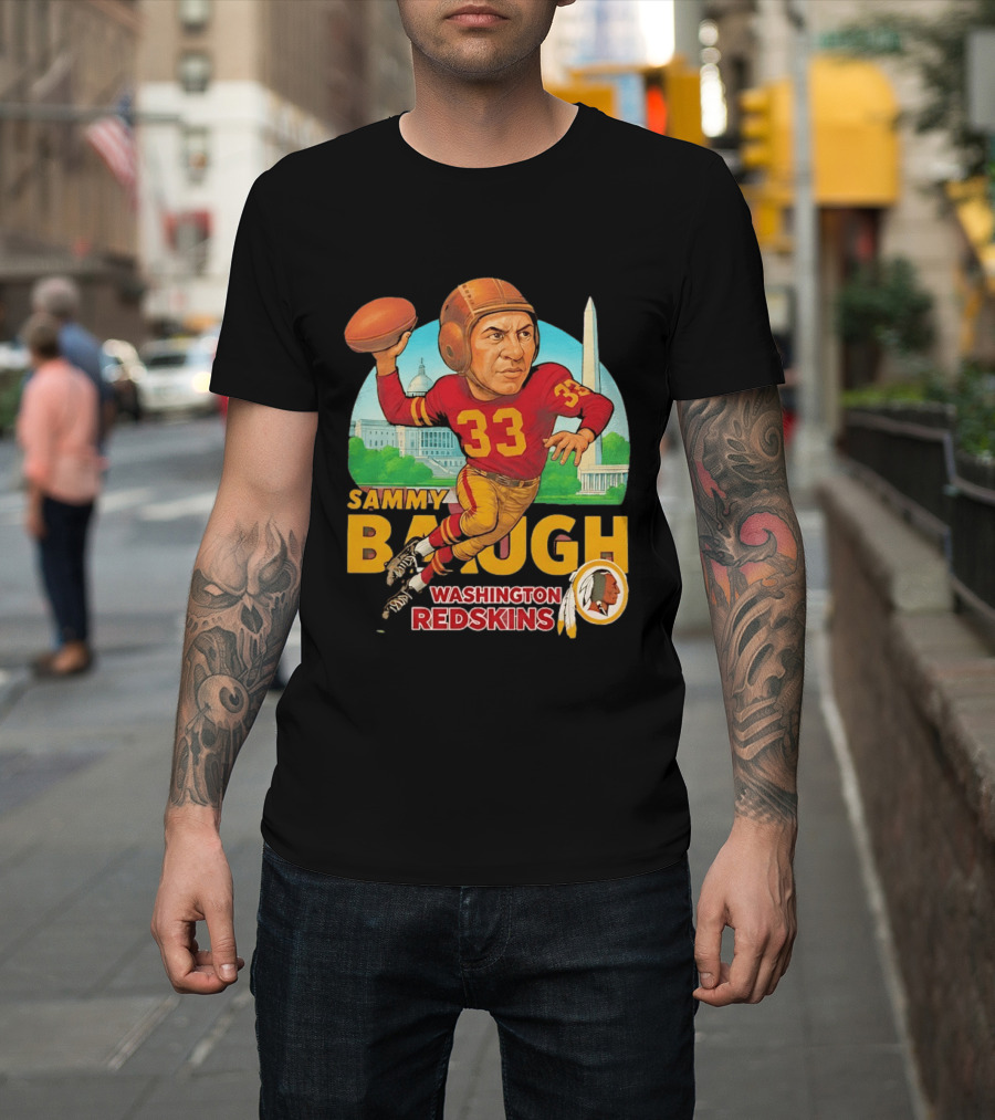 Sammy Baugh Washington Redskins Caricature Number 33 Football Legend T-Shirt