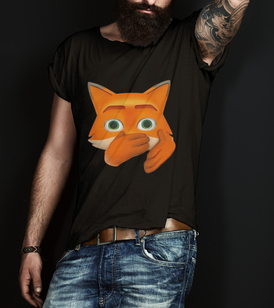 Scuba Fox Emoji Animal Covering Mouth Diving T-Shirt