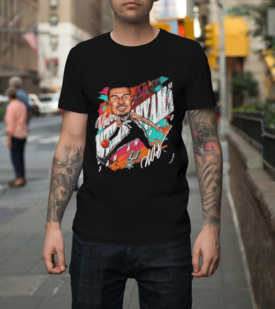 Victor Wembanyama San Antonio Spurs Basketball Cartoon T-Shirt