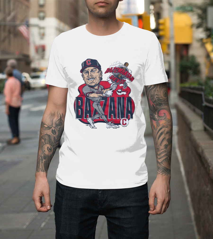 Bazzana Bazzmanian Devil Cleveland Guardians Caricature Baseball Player T-Shirt