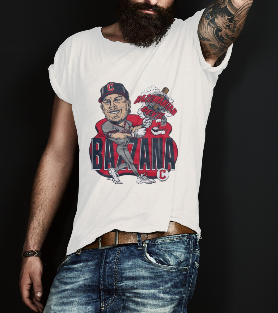Bazzana Bazzmanian Devil Cleveland Guardians Caricature Baseball Player T-Shirt