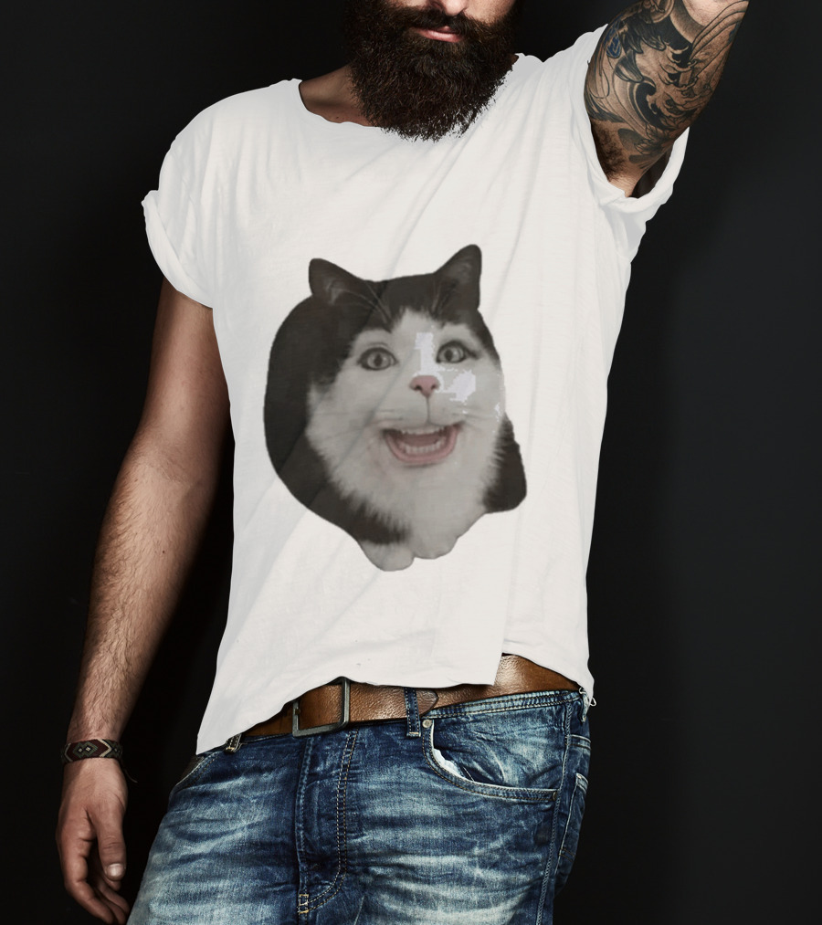 Grinning Cat With Human Teeth T-Shirt