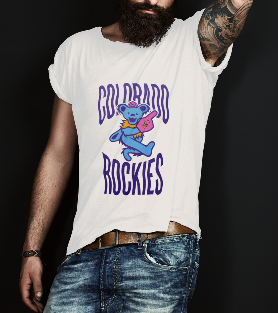 Colorado Rockies Grateful Dead Dancing Bear Sports Fan T-Shirt