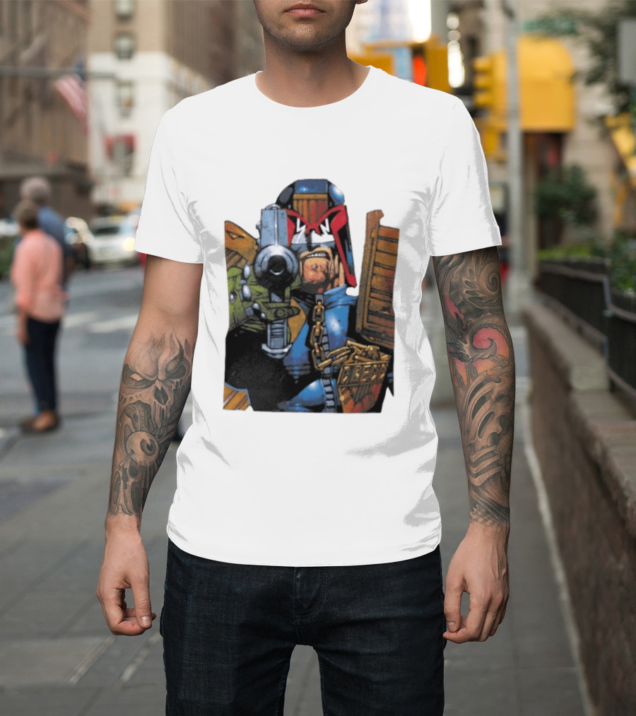 Judge Dredd 2000 AD Comic Book Character With Iconic Outfit T-Shirt
