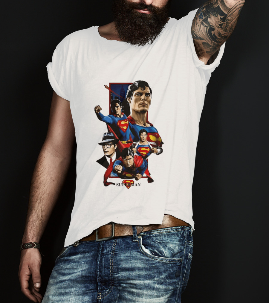 Superman Collage Classic Iconic Characters With S T-Shirt