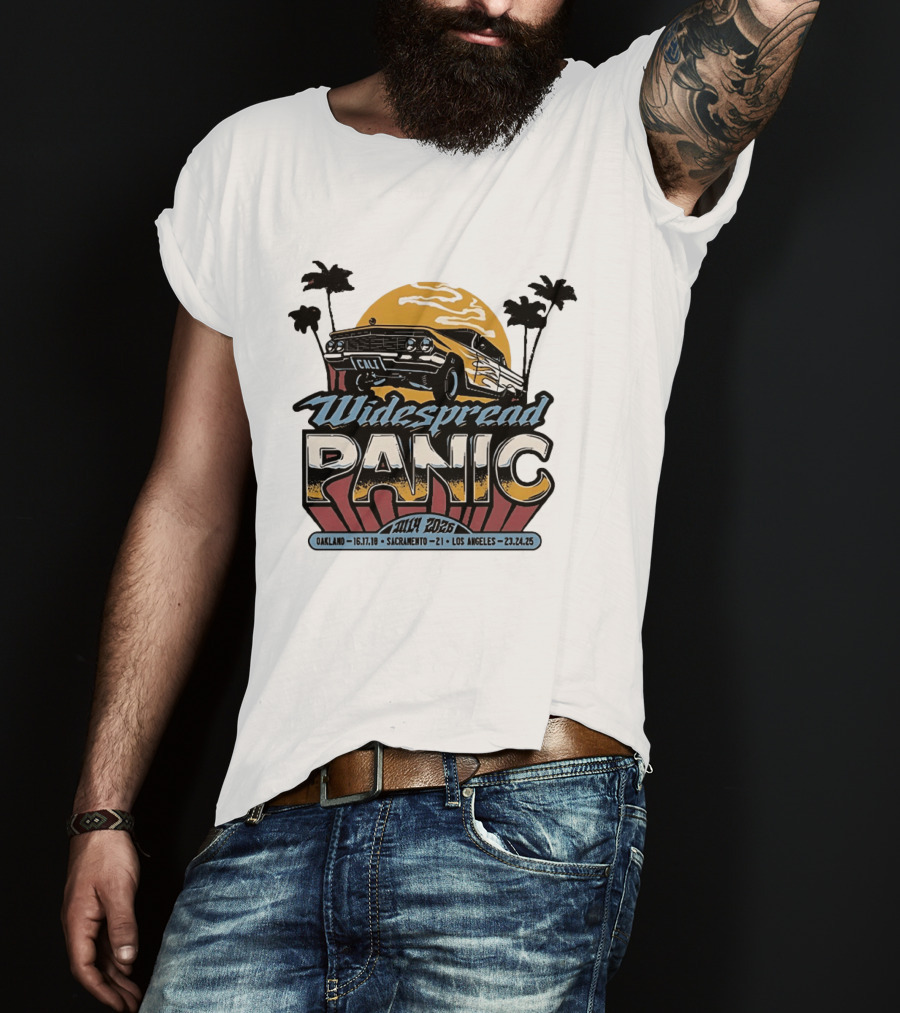 Widespread Panic California Tour 2026 Oakland Sacramento Los Angeles July Dates Retro Car Sunset T-Shirt