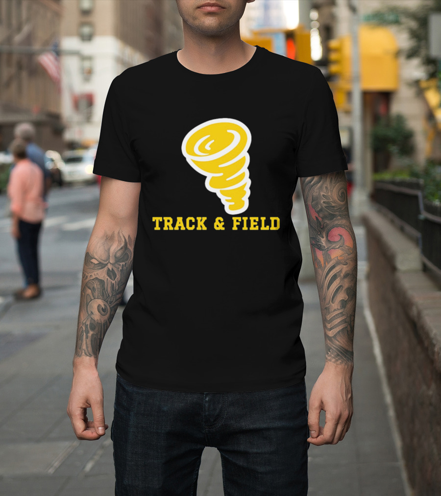 Tornado Track And Field Yellow Swirl Team Athletics T-Shirt