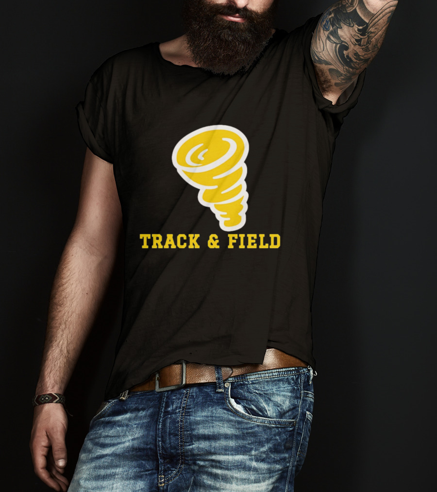 Tornado Track And Field Yellow Swirl Team Athletics T-Shirt