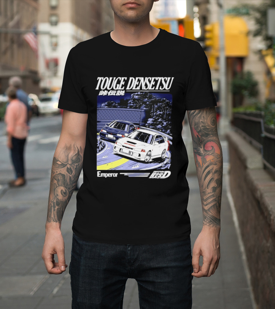 Touge Densetsu Emperor Initial D Mitsubishi Lancer Evolution Racing Scene T-Shirt