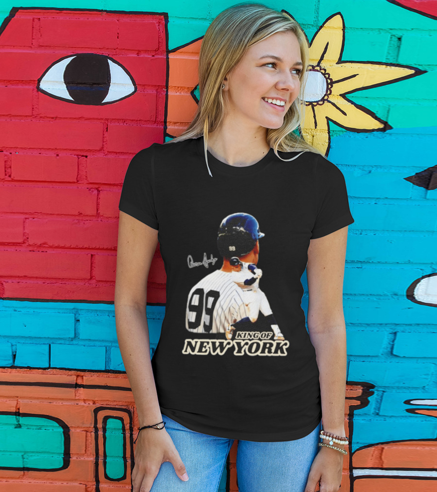 Aaron Judge 99 King Of New York Yankees Baseball Player Signed T-Shirt