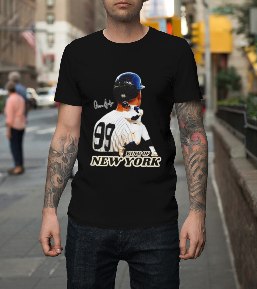 Aaron Judge 99 King Of New York Yankees Baseball Player Signed T-Shirt