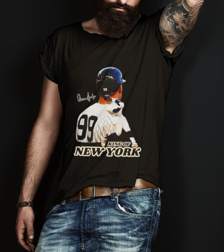 Aaron Judge 99 King Of New York Yankees Baseball Player Signed T-Shirt