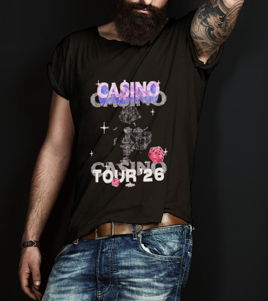 Casino Tour '26 Dice Gambling Las Vegas Sparkle Dice Stars T-Shirt