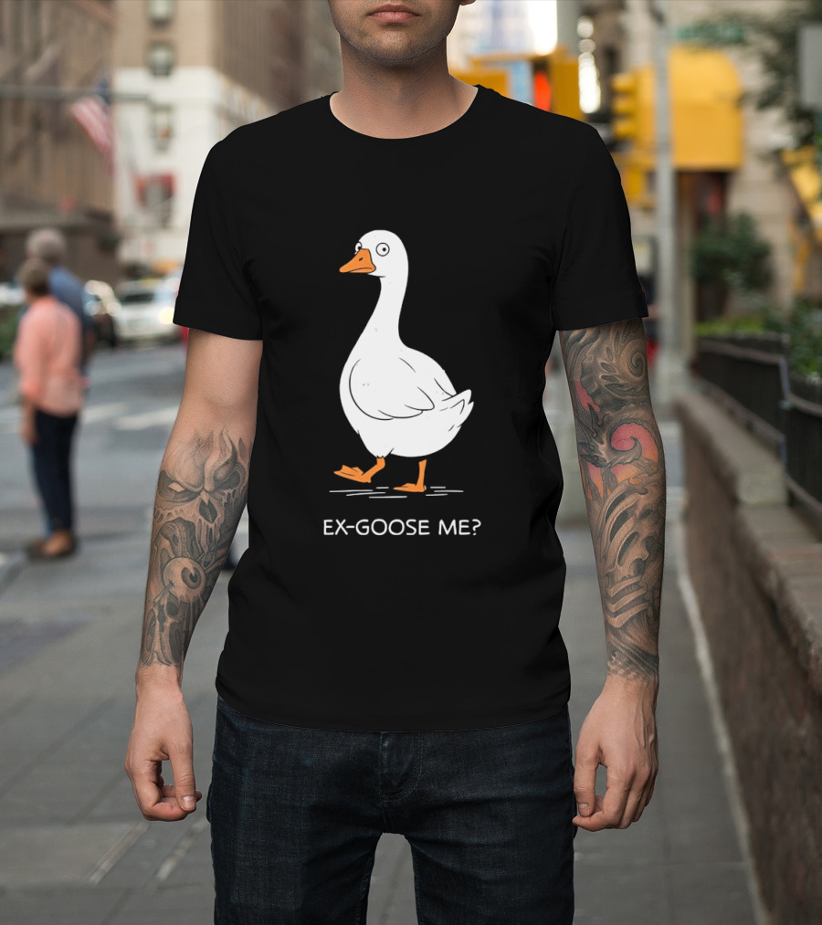 Ex Goose Me Goose Pun Cartoon Walking Goose T-Shirt