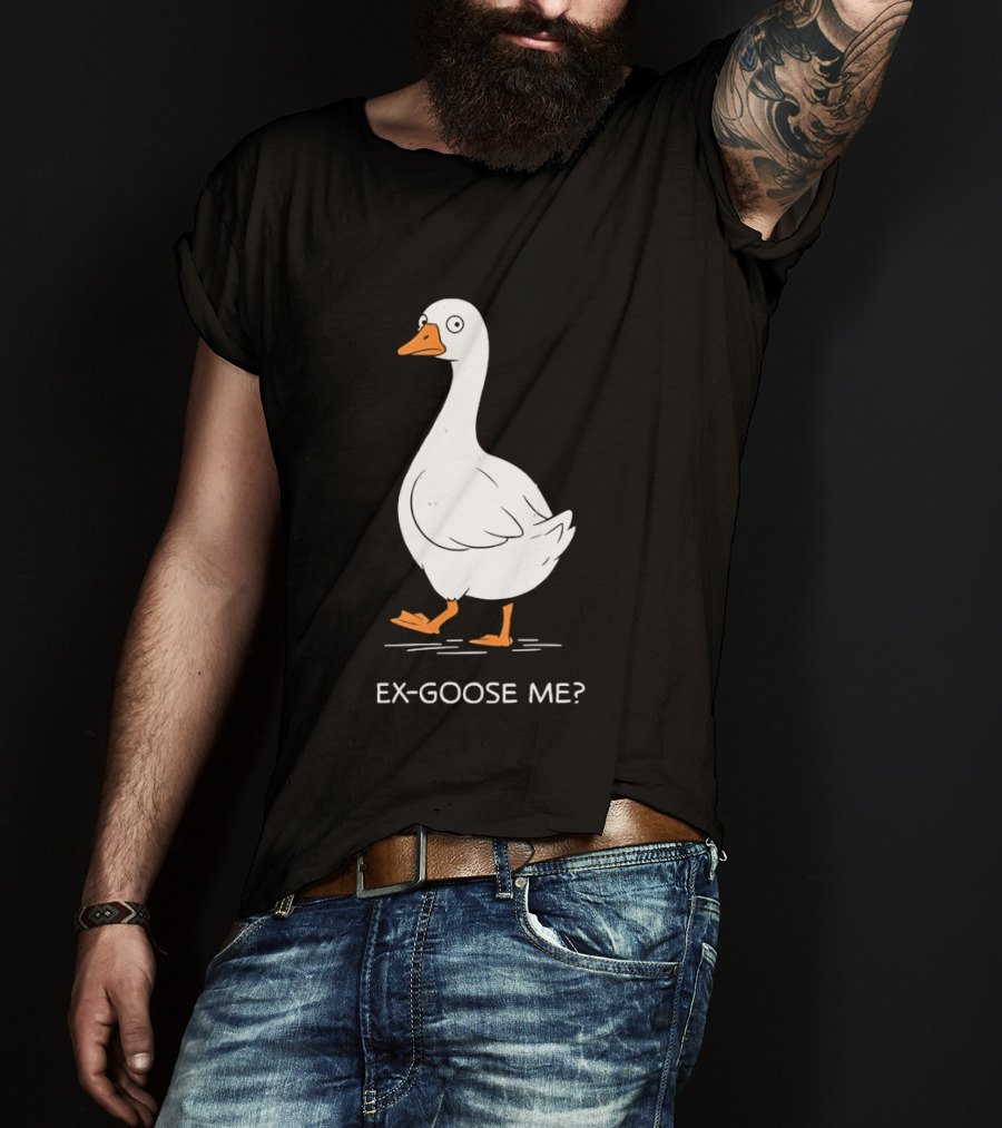 Ex Goose Me Goose Pun Cartoon Walking Goose T-Shirt