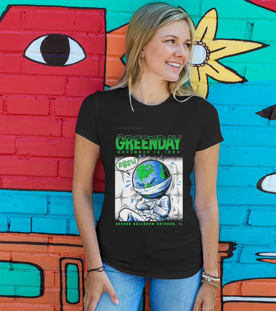 Greenday November 18 1994 Aragon Ballroom Chicago IL Earth T-Shirt