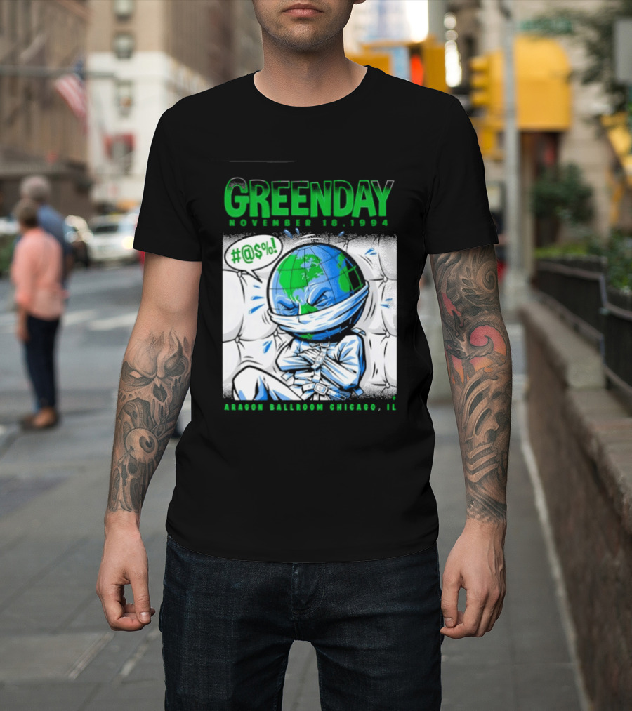 Greenday November 18 1994 Aragon Ballroom Chicago IL Earth T-Shirt