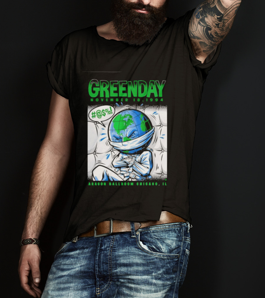 Greenday November 18 1994 Aragon Ballroom Chicago IL Earth T-Shirt
