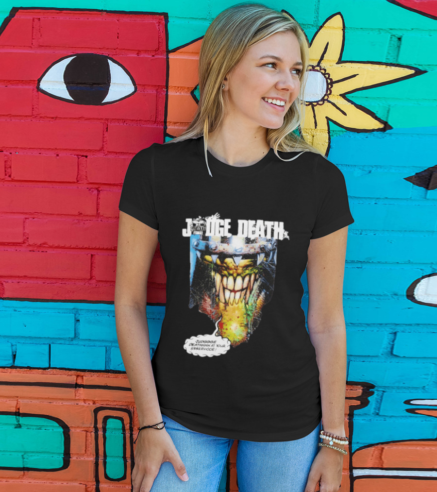 Judge Death 2000 AD Comic Book Character Jugggge Deathhhh At Your Sssservice T-Shirt