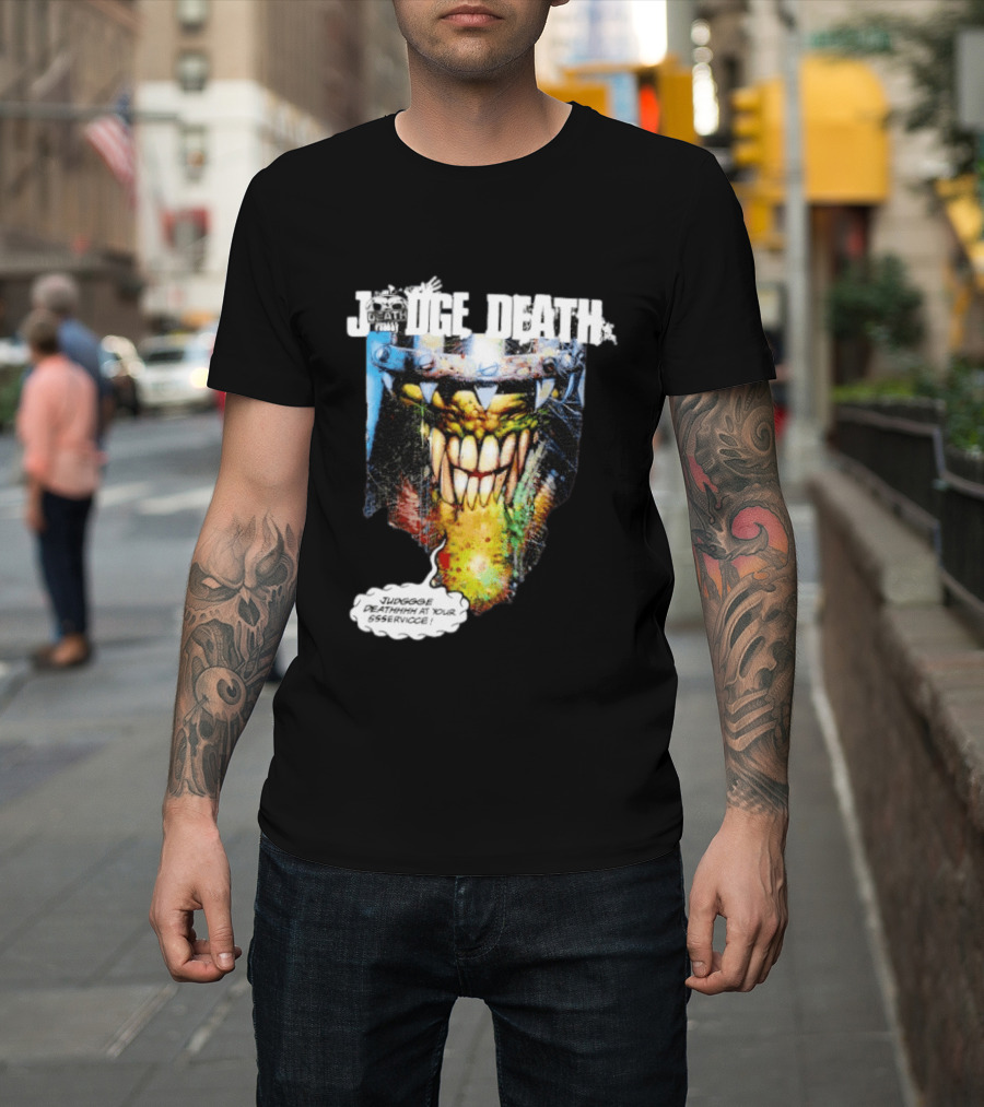 Judge Death 2000 AD Comic Book Character Jugggge Deathhhh At Your Sssservice T-Shirt