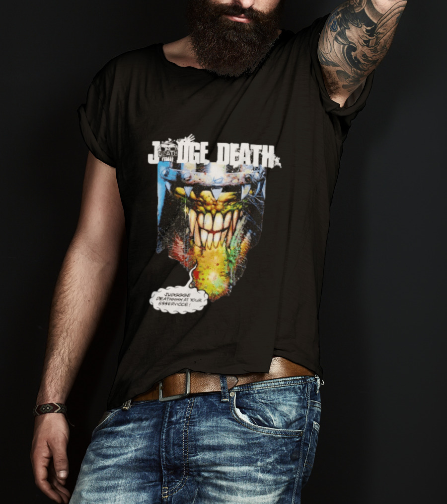 Judge Death 2000 AD Comic Book Character Jugggge Deathhhh At Your Sssservice T-Shirt