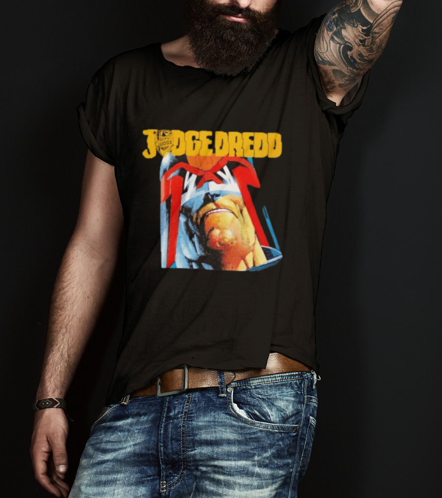 Judge Dredd Face Of Justice Iconic 2000 AD Comic Book Cover T-Shirt
