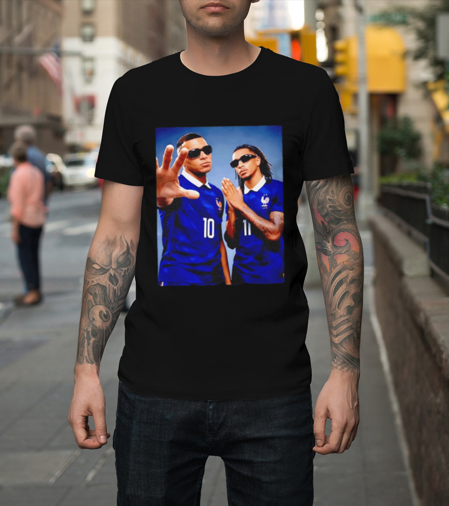 Kylian Mbappe Ousmane Dembele France National Football Team Jersey Blue T-Shirt