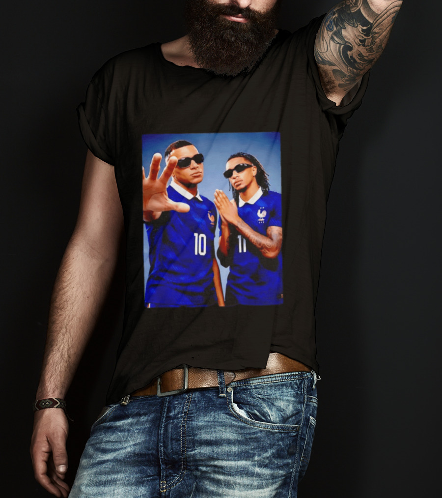 Kylian Mbappe Ousmane Dembele France National Football Team Jersey Blue T-Shirt