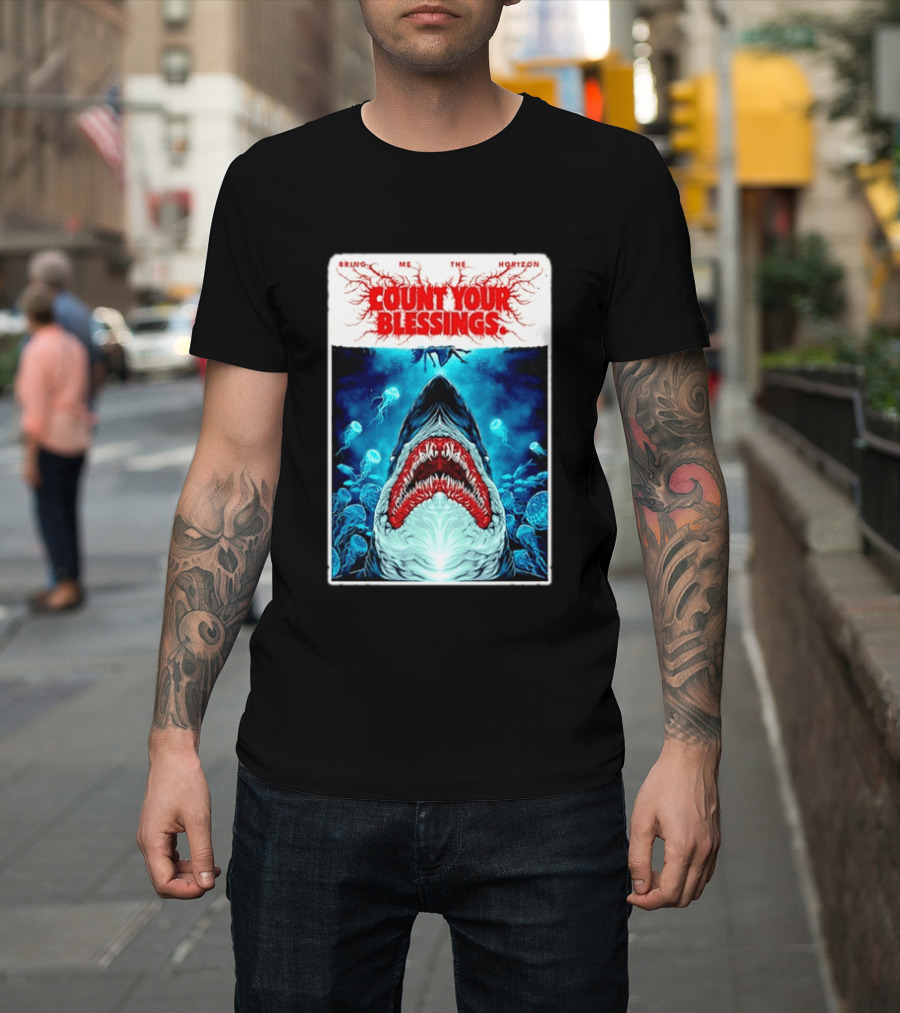 Bring Me The Horizon Count Your Blessings Shark And Jellyfish Ocean Scene T-Shirt