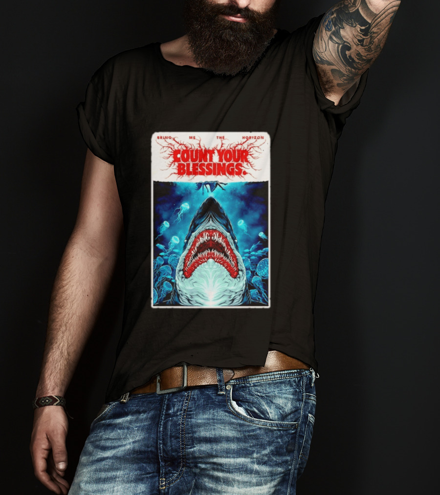 Bring Me The Horizon Count Your Blessings Shark And Jellyfish Ocean Scene T-Shirt