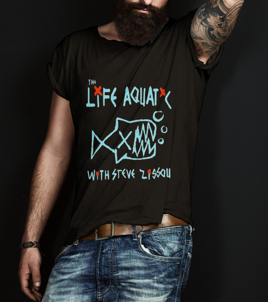The Life Aquatic Wes Anderson Film Steve Zissou Art Shark Drawing T-Shirt