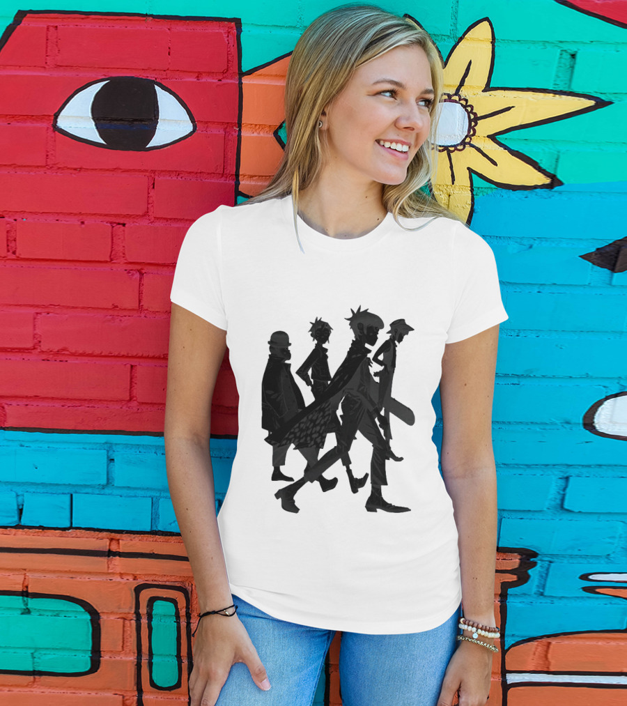 Gorillaz Band Members Silhouettes Dark Shadows Walking T-Shirt