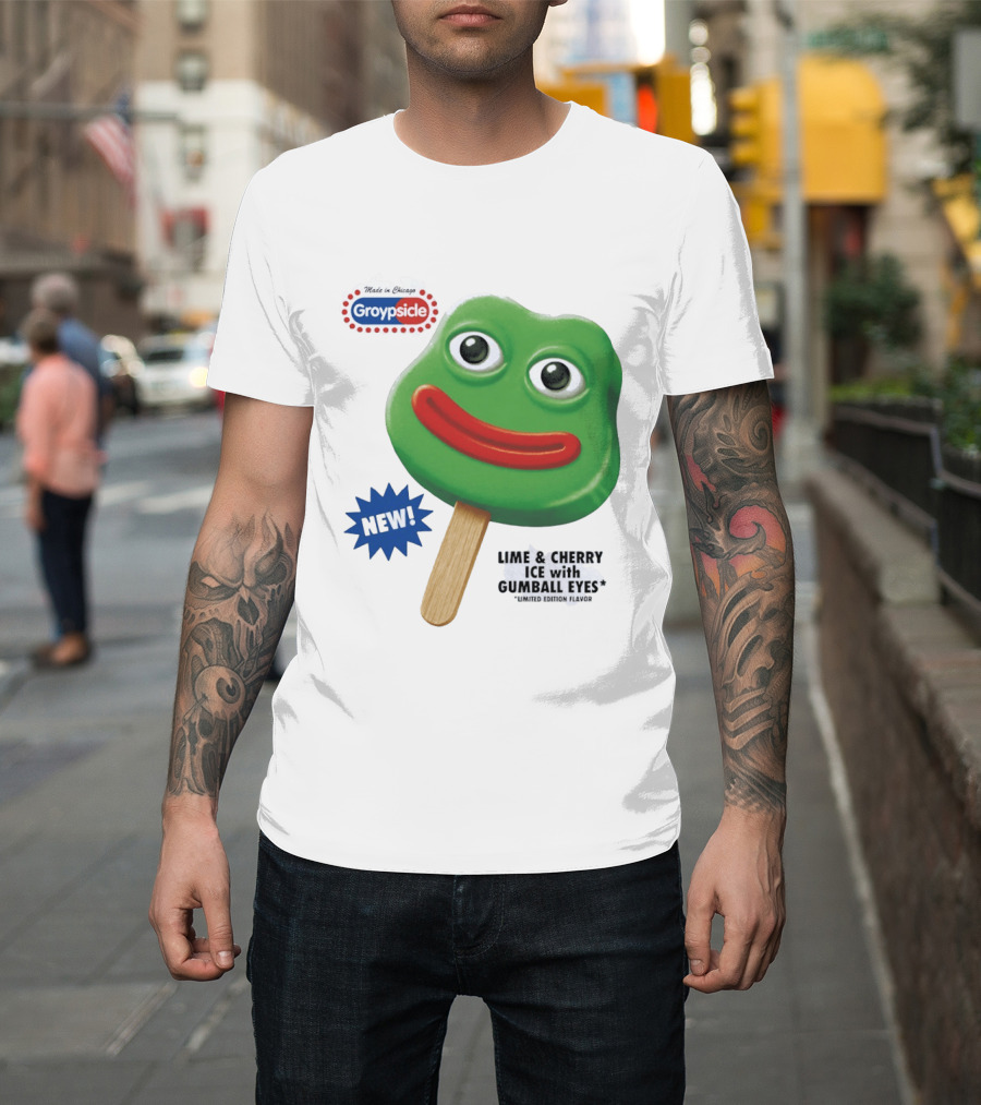 Groypsicle Lime And Cherry Ice With Gumball Eyes Limited Edition Made In Chicago T-Shirt