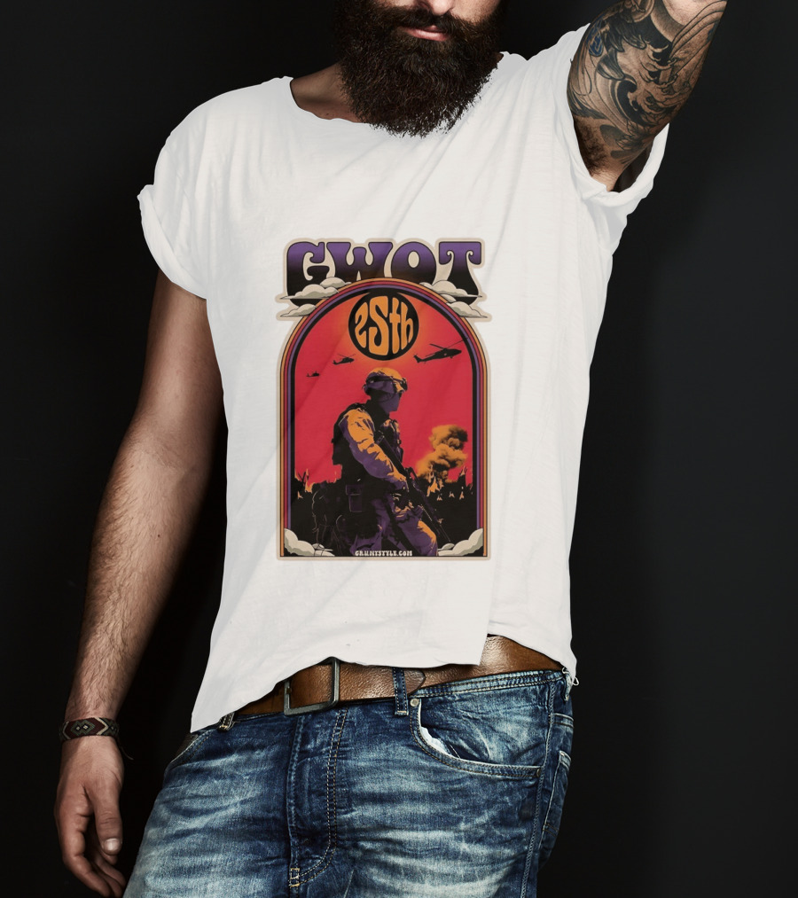 GWOT 25th Anniversary Soldier Helicopters Gruntstyle.com T-Shirt