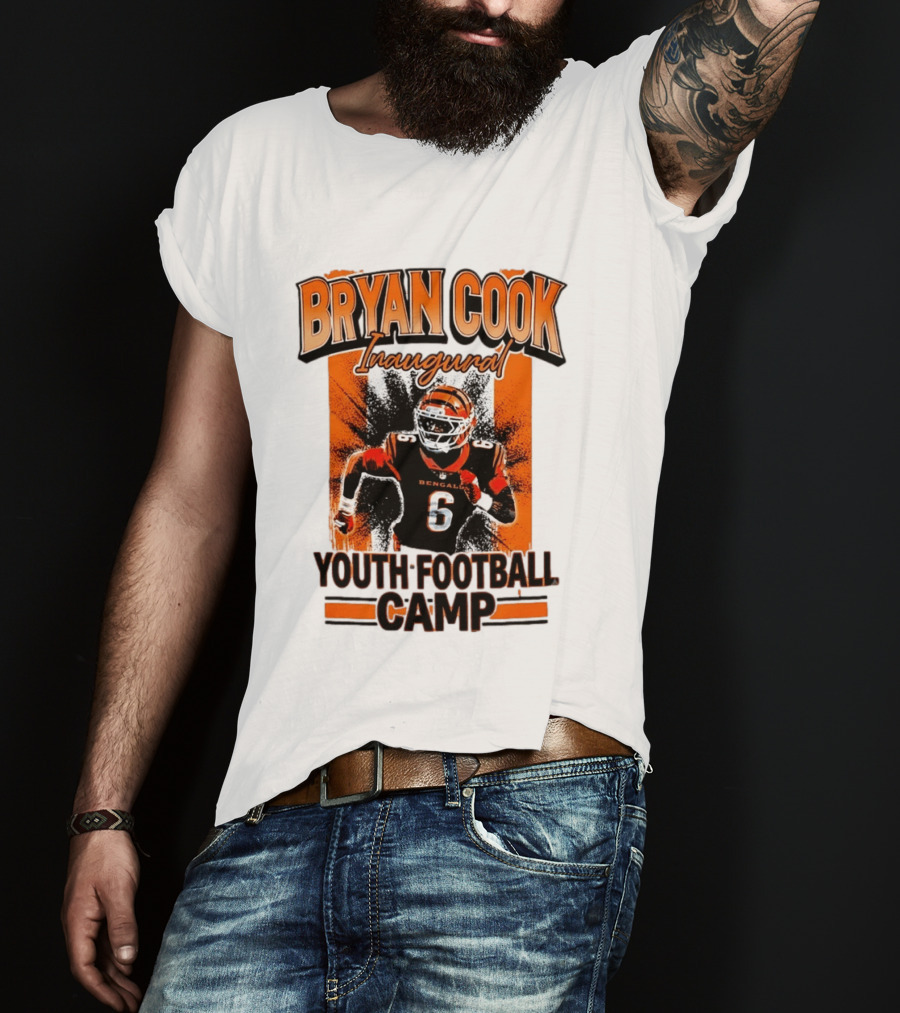 Bryan Cook Inaugural Youth Football Camp Cincinnati Bengals Player Number 6 T-Shirt