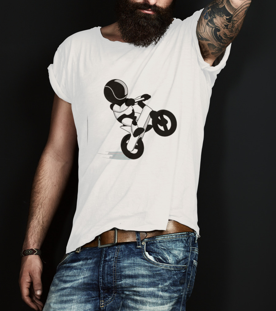 Stick Figure Biker Wheelie Adventure T-Shirt