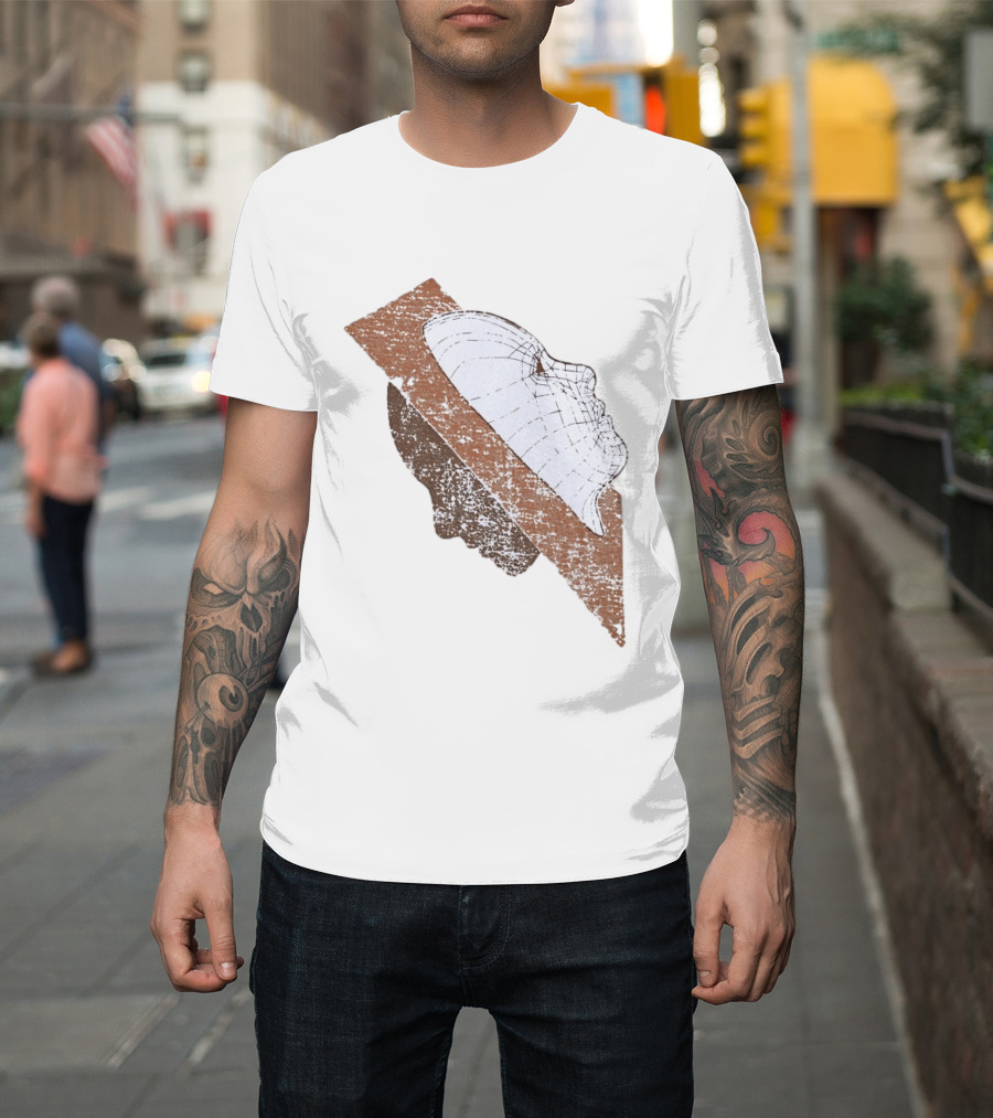 Wireframe Human Profile Collage Abstract Geometric Face T-Shirt