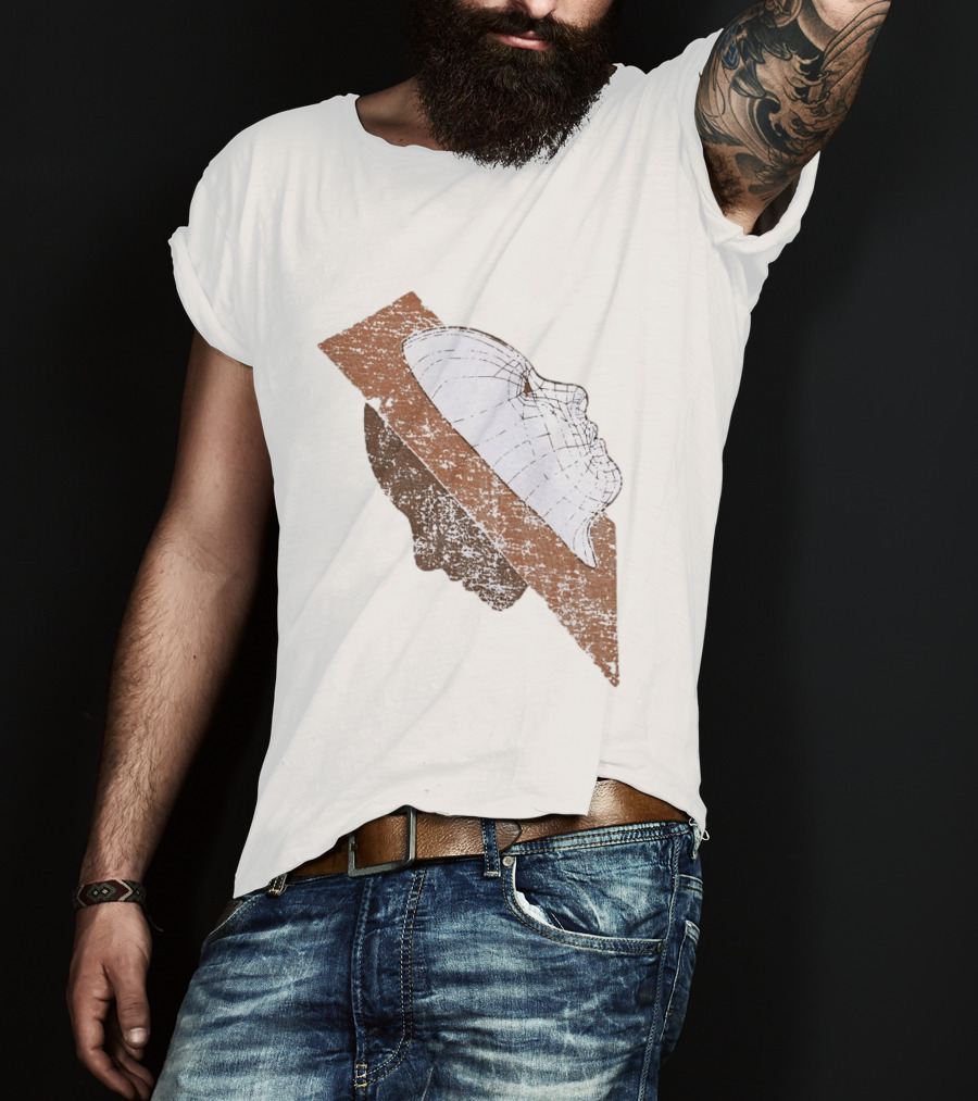Wireframe Human Profile Collage Abstract Geometric Face T-Shirt