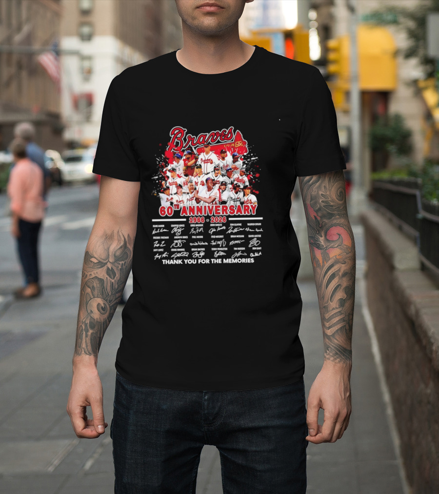Atlanta Braves 60th Anniversary 1966 2026 Thank You For The Memories Signatures T-Shirt
