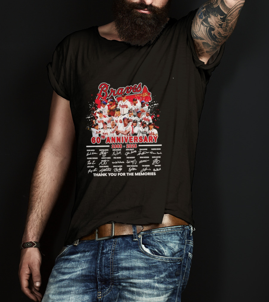 Atlanta Braves 60th Anniversary 1966 2026 Thank You For The Memories Signatures T-Shirt