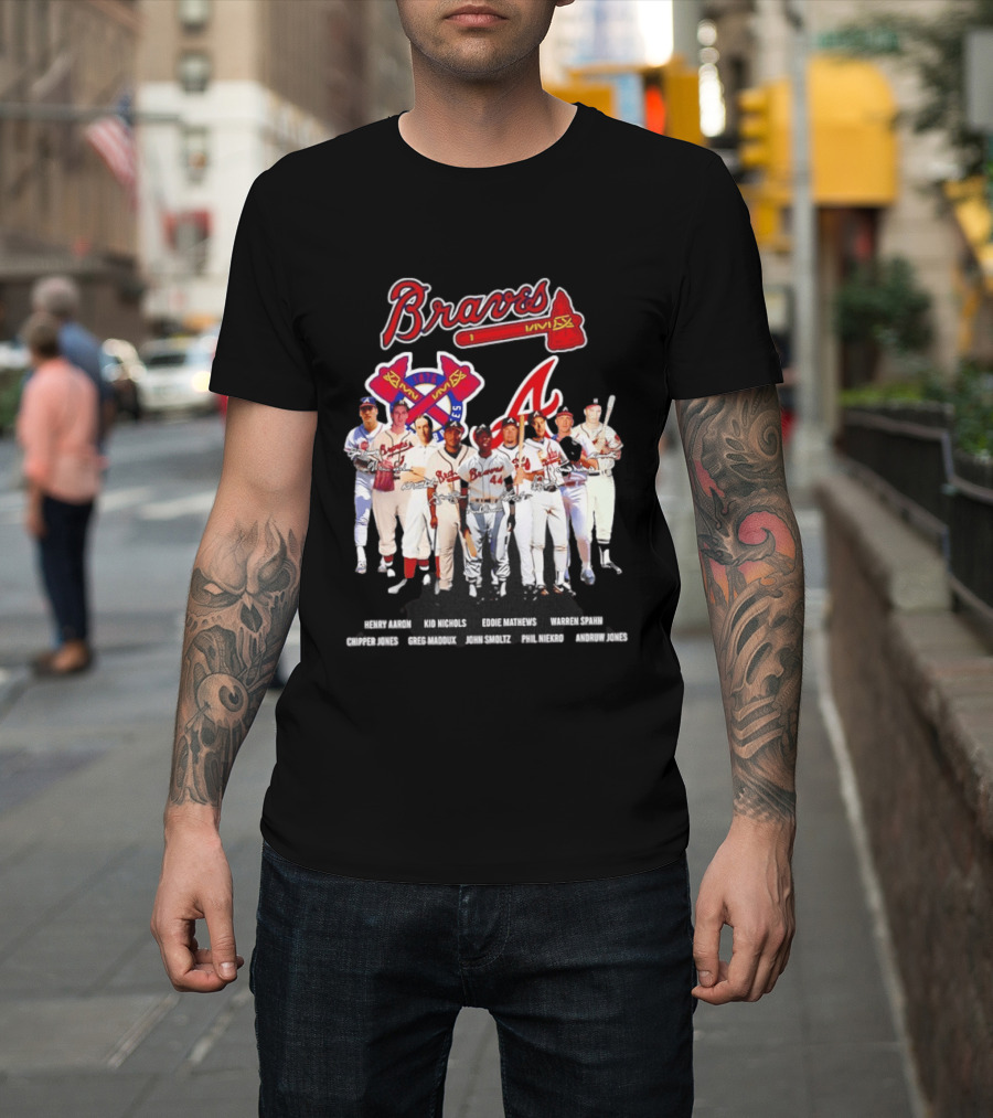 Atlanta Braves Legends Aaron Nichols Mathews Spahn Jones Maddux Smoltz Niekro T-Shirt