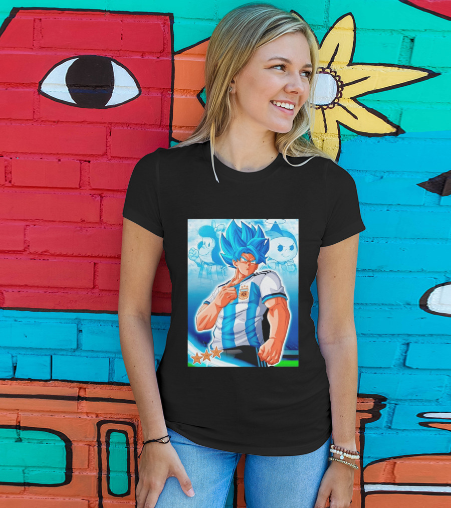 Super Saiyan Goku Dragon Ball Argentina AFA Jersey Victory Stars T-Shirt