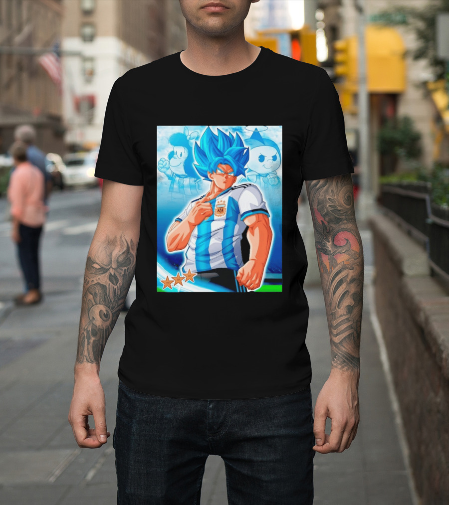 Super Saiyan Goku Dragon Ball Argentina AFA Jersey Victory Stars T-Shirt