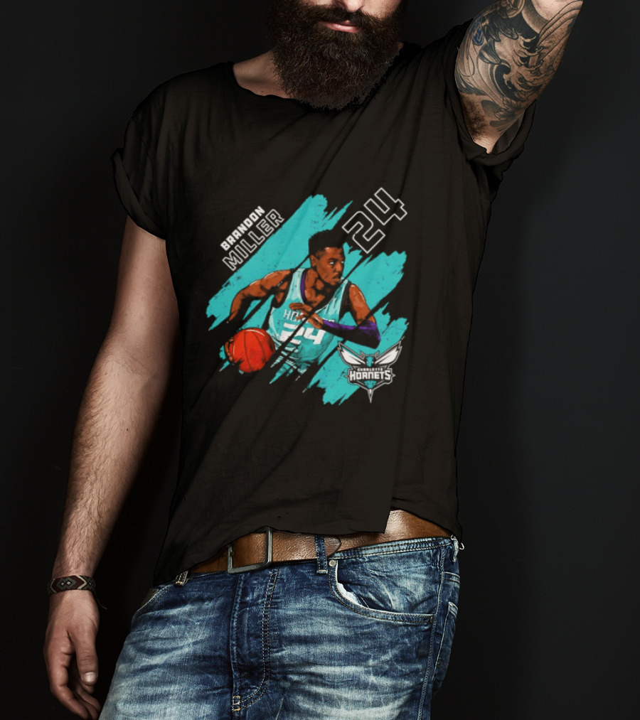 Brandon Miller 24 Charlotte Hornets Basketball Stripes T-Shirt